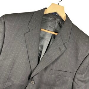 Ralph Lauren‎ Blazer Mens 44R Gray Pinstripe Classic Fit Business Suit Jacket
